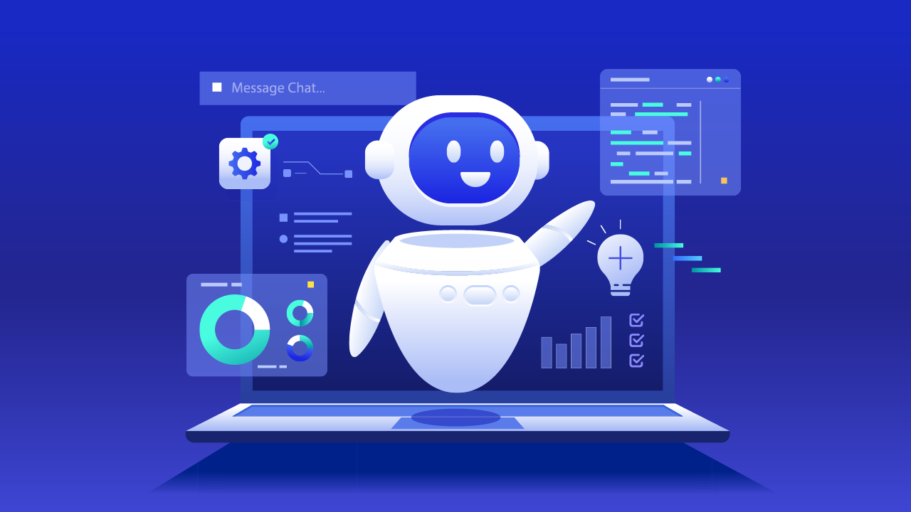 A little floating robot doing administrative tasks